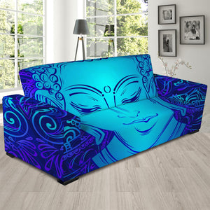 Blue Buddha Print Sofa Slipcover