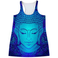 Blue Buddha Print Women's Racerback Tank Top