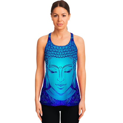 Blue Buddha Print Women's Racerback Tank Top