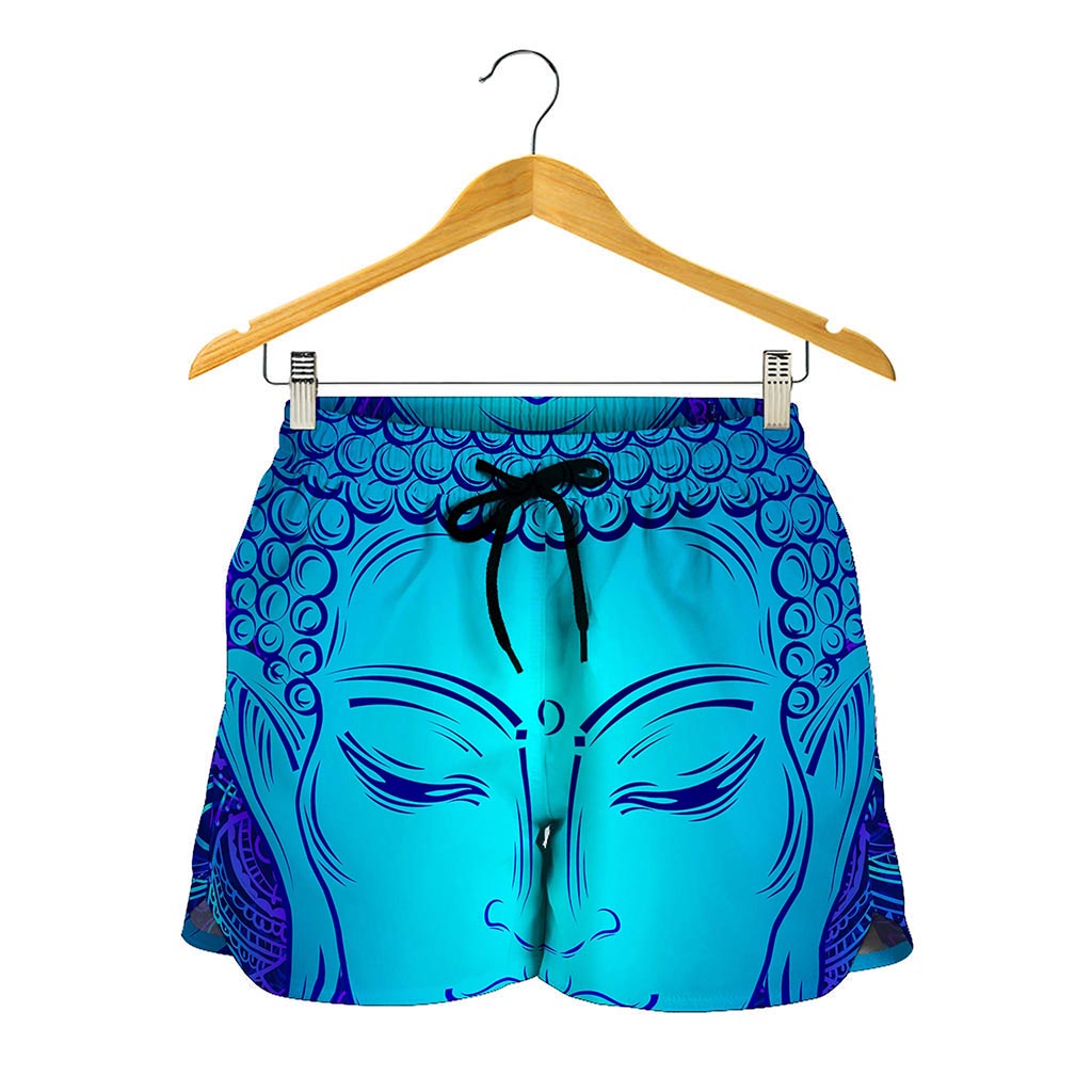 Blue Buddha Print Women's Shorts