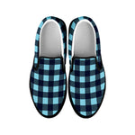 Blue Buffalo Check Pattern Print Black Slip On Shoes