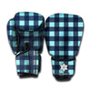 Blue Buffalo Check Pattern Print Boxing Gloves