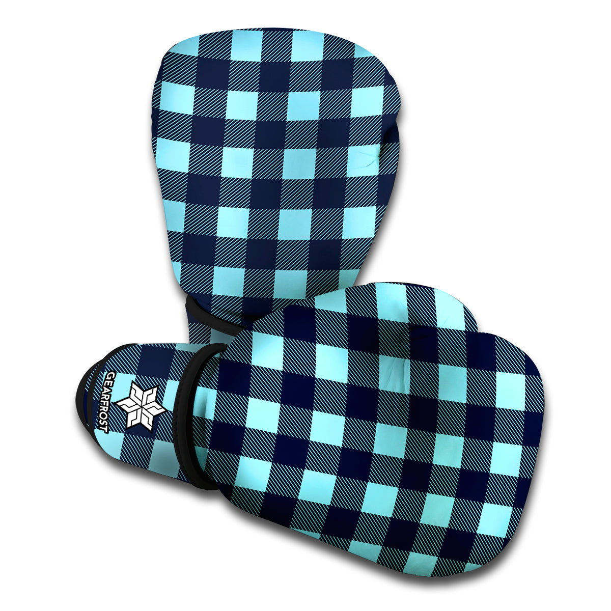 Blue Buffalo Check Pattern Print Boxing Gloves