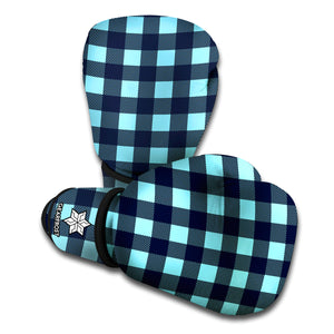 Blue Buffalo Check Pattern Print Boxing Gloves