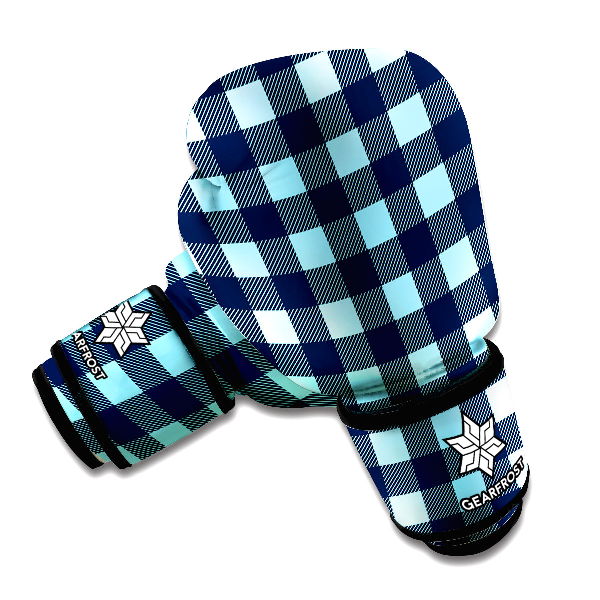 Blue Buffalo Check Pattern Print Boxing Gloves