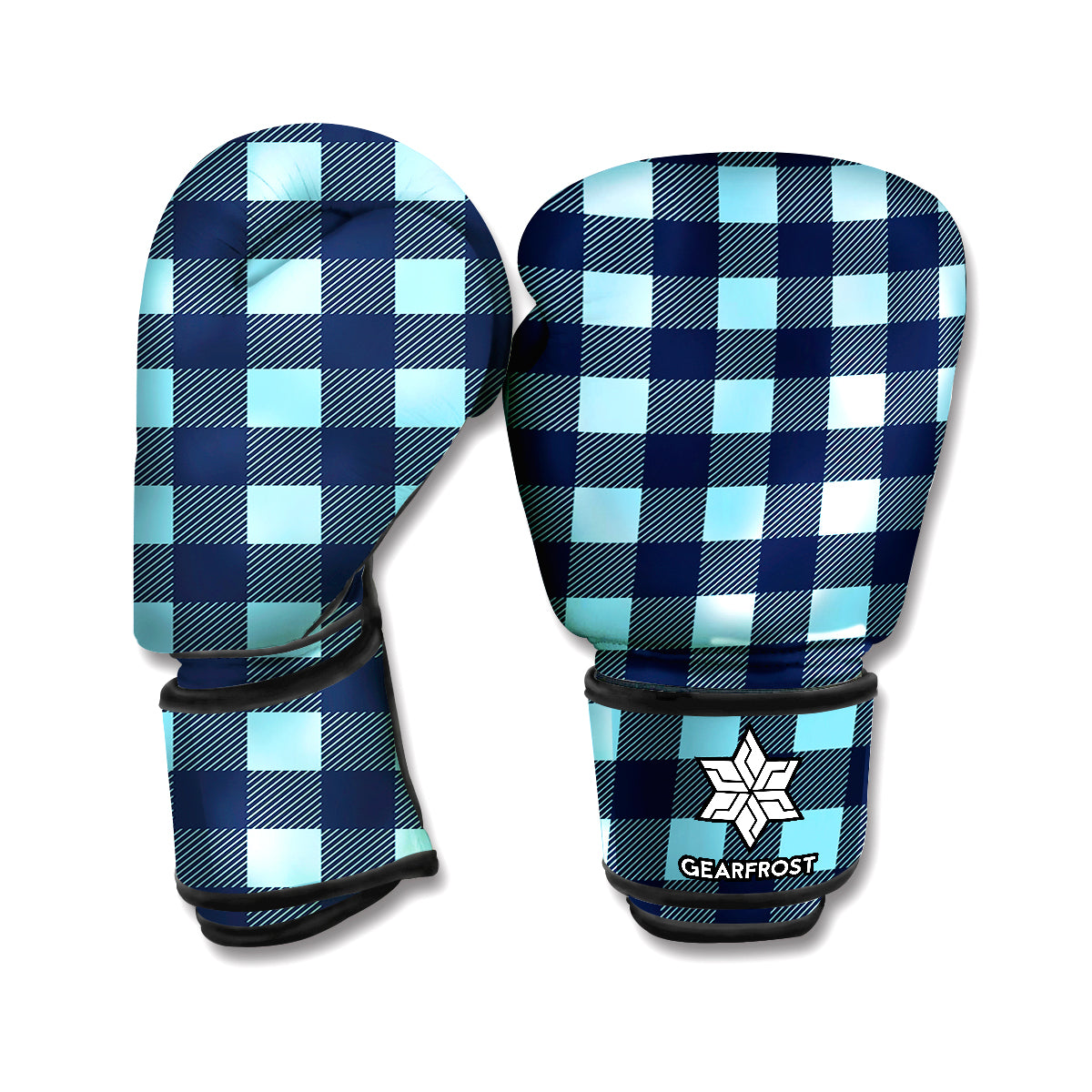 Blue Buffalo Check Pattern Print Boxing Gloves