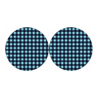Blue Buffalo Check Pattern Print Car Coasters