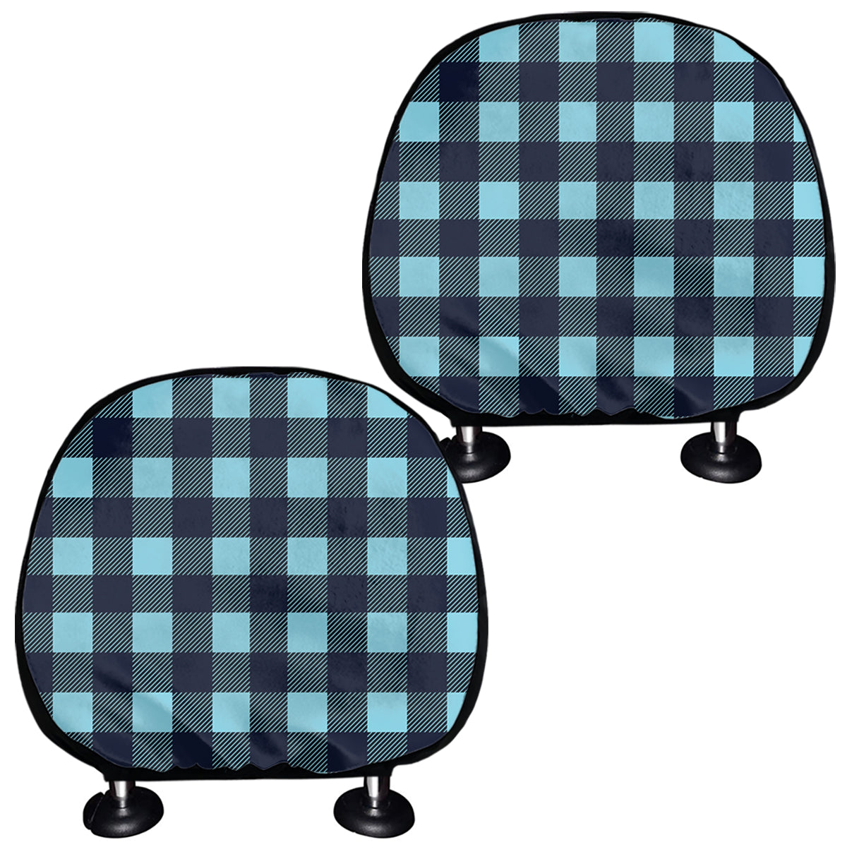 Blue Buffalo Check Pattern Print Car Headrest Covers