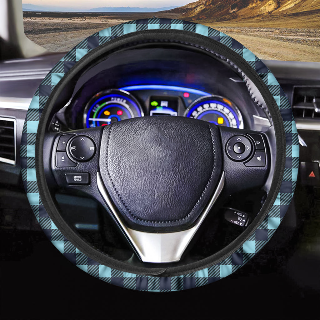 Blue Buffalo Check Pattern Print Car Steering Wheel Cover