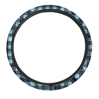 Blue Buffalo Check Pattern Print Car Steering Wheel Cover