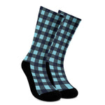 Blue Buffalo Check Pattern Print Crew Socks