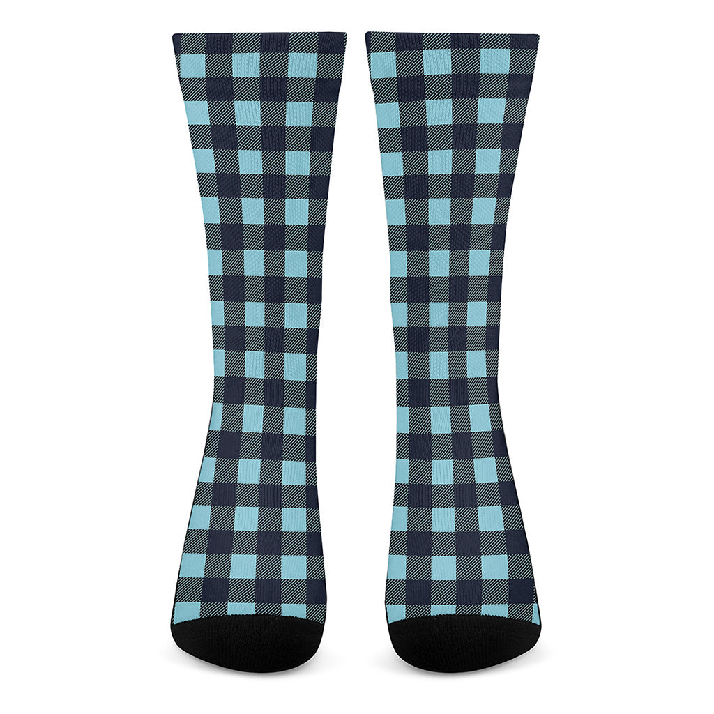 Blue Buffalo Check Pattern Print Crew Socks