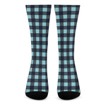 Blue Buffalo Check Pattern Print Crew Socks