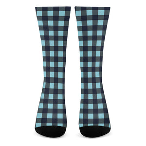 Blue Buffalo Check Pattern Print Crew Socks