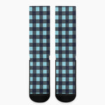 Blue Buffalo Check Pattern Print Crew Socks