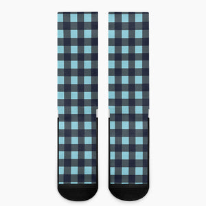 Blue Buffalo Check Pattern Print Crew Socks