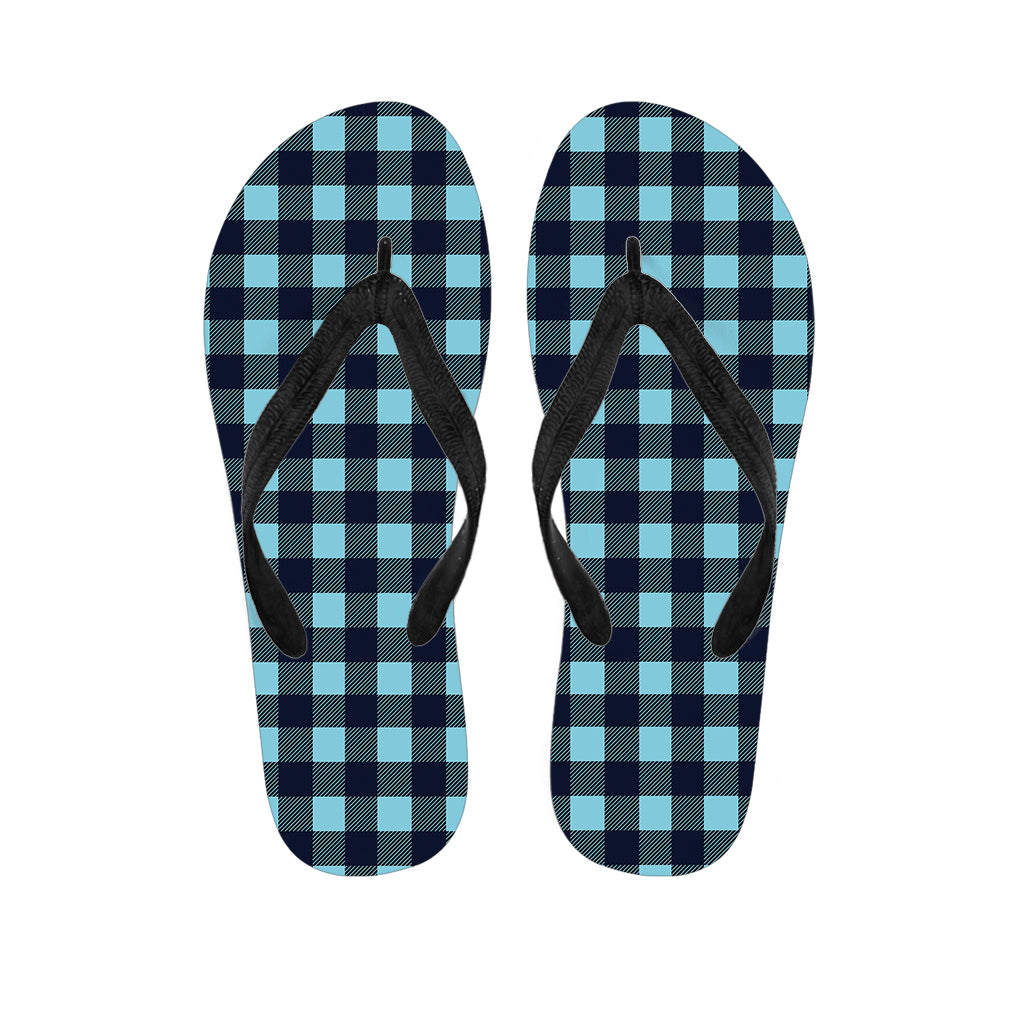 Blue Buffalo Check Pattern Print Flip Flops