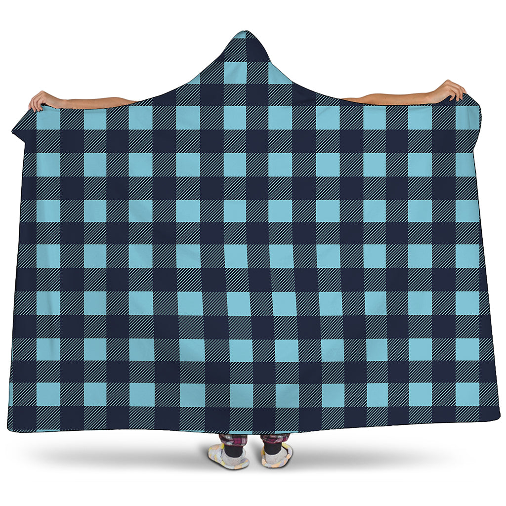 Blue Buffalo Check Pattern Print Hooded Blanket
