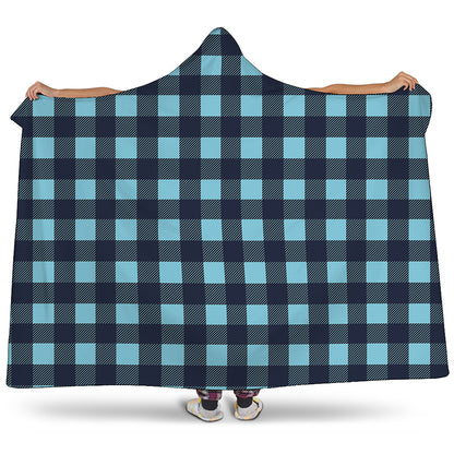 Blue Buffalo Check Pattern Print Hooded Blanket