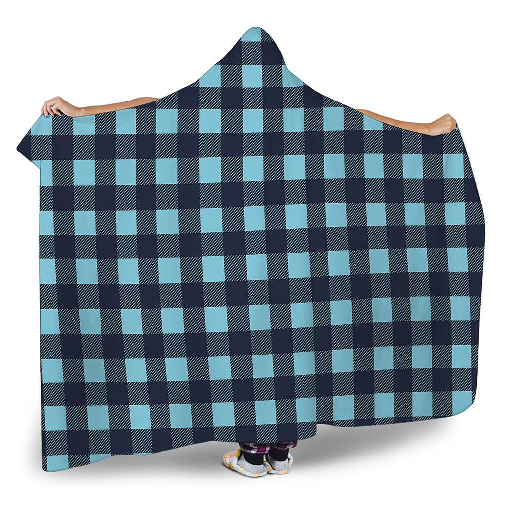 Blue Buffalo Check Pattern Print Hooded Blanket
