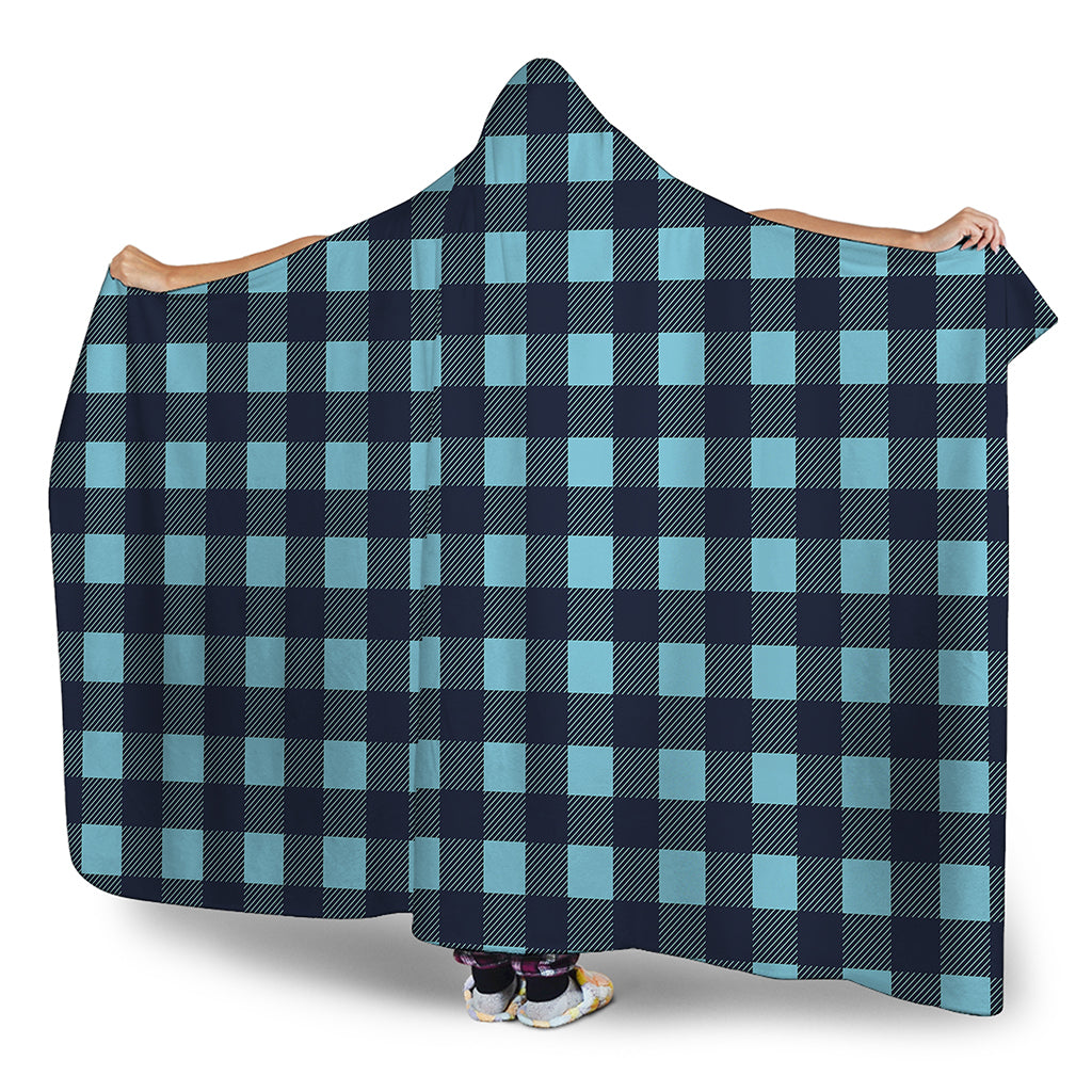 Blue Buffalo Check Pattern Print Hooded Blanket