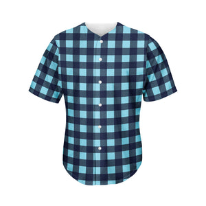 Blue Buffalo Check Pattern Print Men's Baseball Jersey