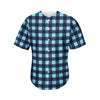 Blue Buffalo Check Pattern Print Men's Baseball Jersey