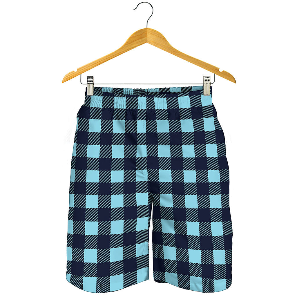 Blue Buffalo Check Pattern Print Men's Shorts