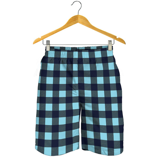 Blue Buffalo Check Pattern Print Men's Shorts