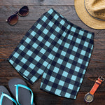 Blue Buffalo Check Pattern Print Men's Shorts