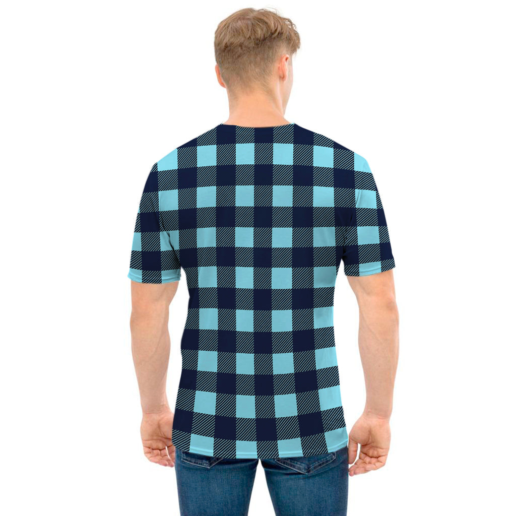 Blue Buffalo Check Pattern Print Men's T-Shirt