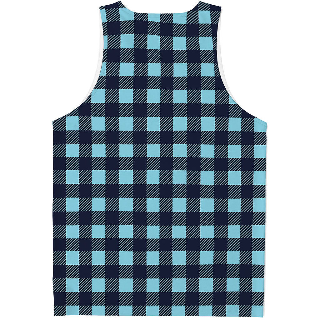 Blue Buffalo Check Pattern Print Men's Tank Top