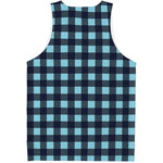 Blue Buffalo Check Pattern Print Men's Tank Top