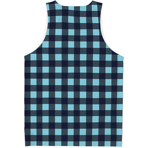 Blue Buffalo Check Pattern Print Men's Tank Top