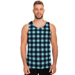 Blue Buffalo Check Pattern Print Men's Tank Top