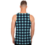 Blue Buffalo Check Pattern Print Men's Tank Top