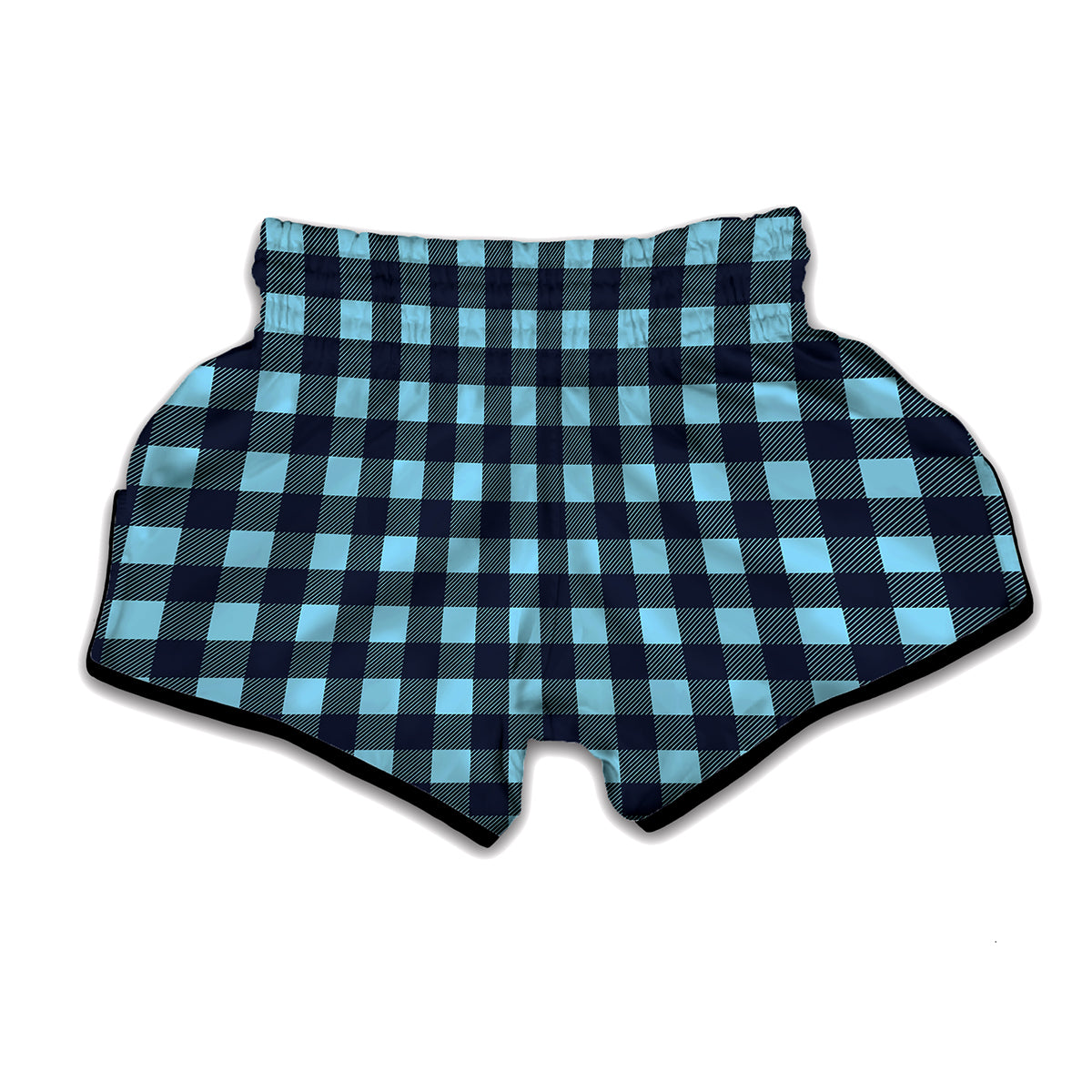 Blue Buffalo Check Pattern Print Muay Thai Boxing Shorts