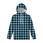 Blue Buffalo Check Pattern Print Pullover Hoodie