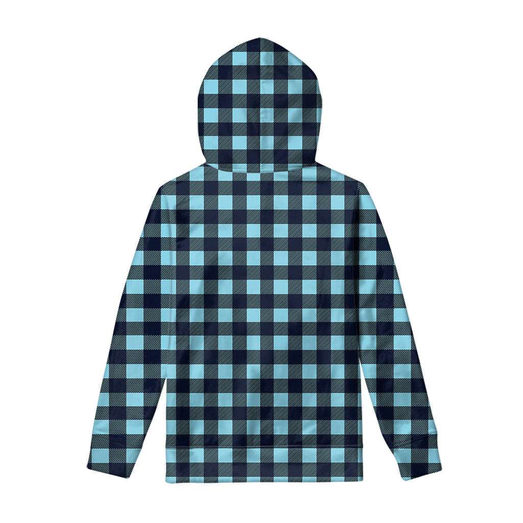 Blue Buffalo Check Pattern Print Pullover Hoodie