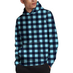 Blue Buffalo Check Pattern Print Pullover Hoodie