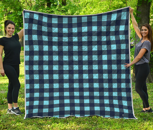 Blue Buffalo Check Pattern Print Quilt
