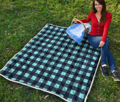 Blue Buffalo Check Pattern Print Quilt