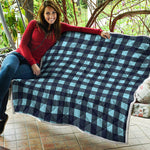 Blue Buffalo Check Pattern Print Quilt