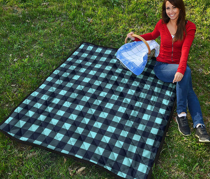 Blue Buffalo Check Pattern Print Quilt