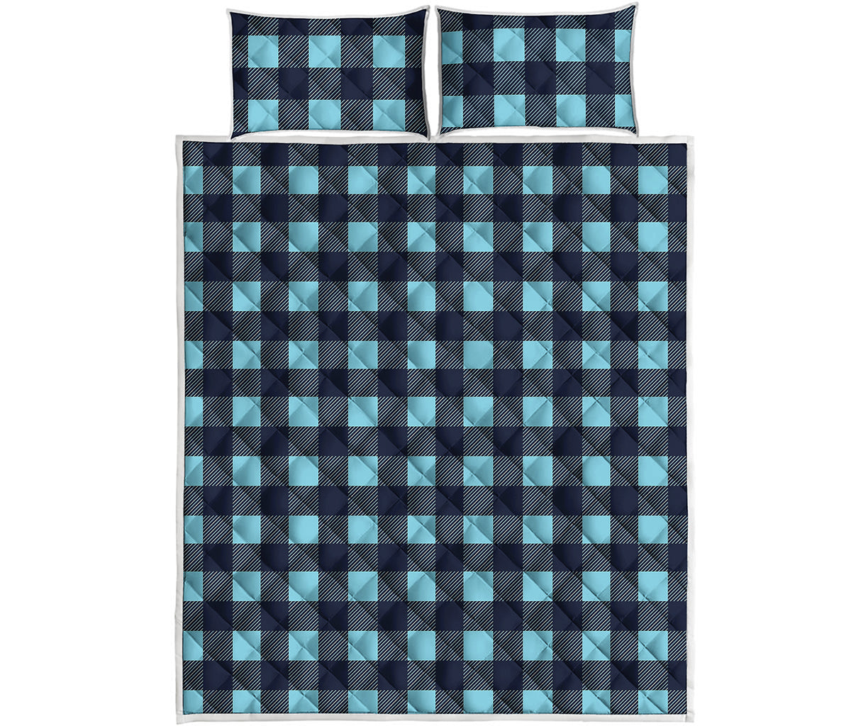 Blue Buffalo Check Pattern Print Quilt Bed Set