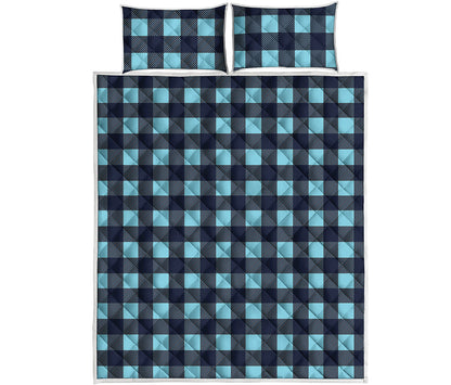Blue Buffalo Check Pattern Print Quilt Bed Set