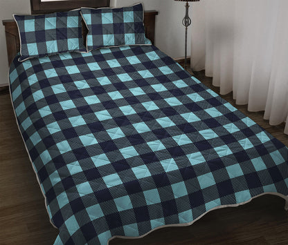 Blue Buffalo Check Pattern Print Quilt Bed Set