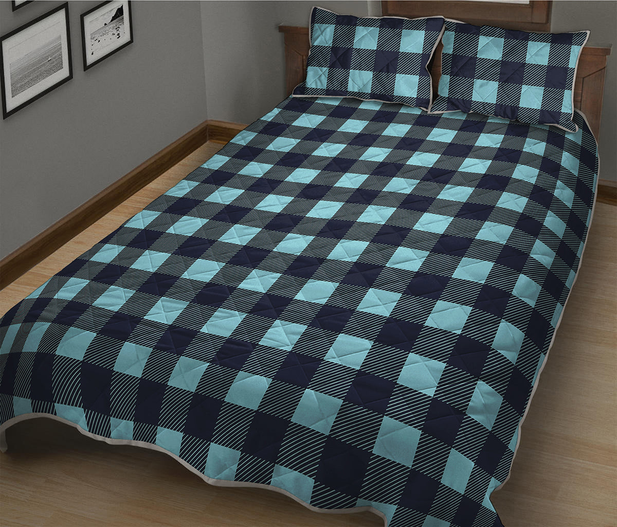 Blue Buffalo Check Pattern Print Quilt Bed Set