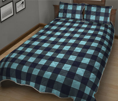 Blue Buffalo Check Pattern Print Quilt Bed Set
