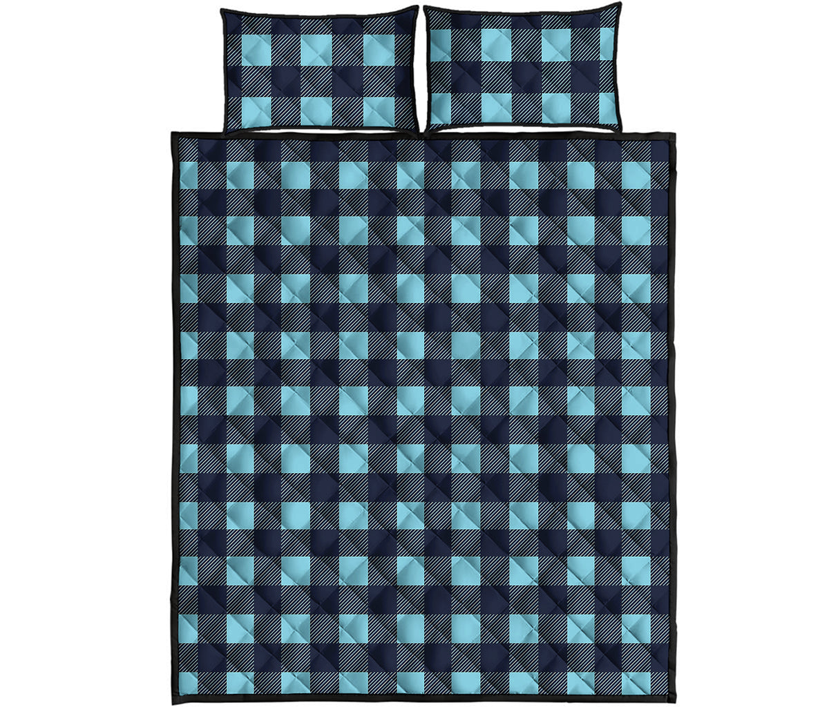 Blue Buffalo Check Pattern Print Quilt Bed Set
